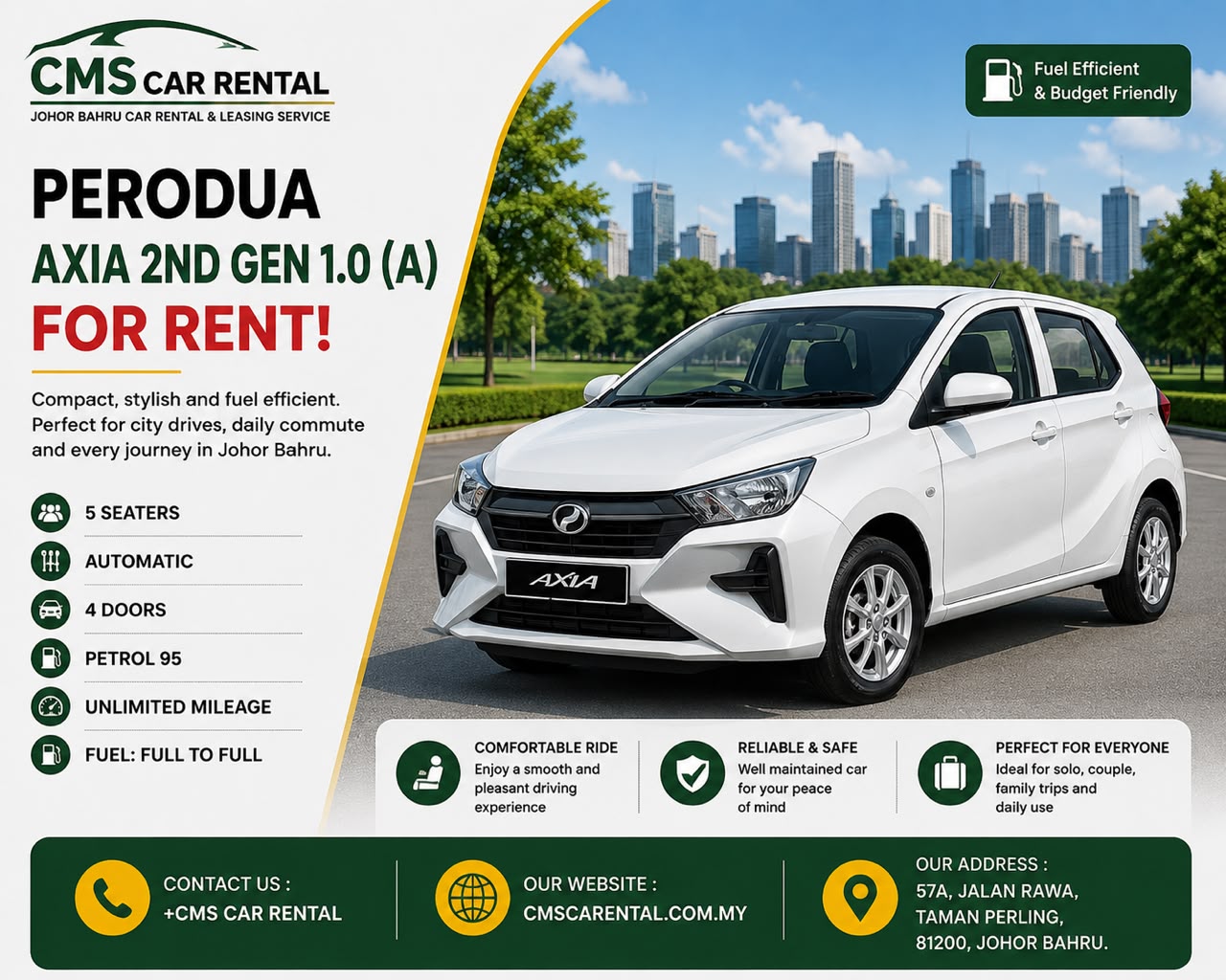 Perodua Axia (2nd Gen) 1.0 (A) (5seaters)