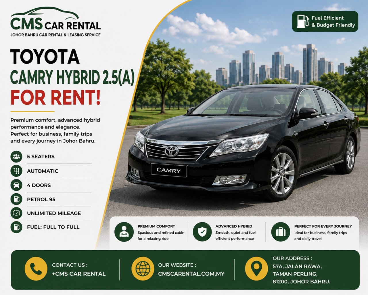 Toyota Camry (7th Gen) 2.5(A) (5seaters)