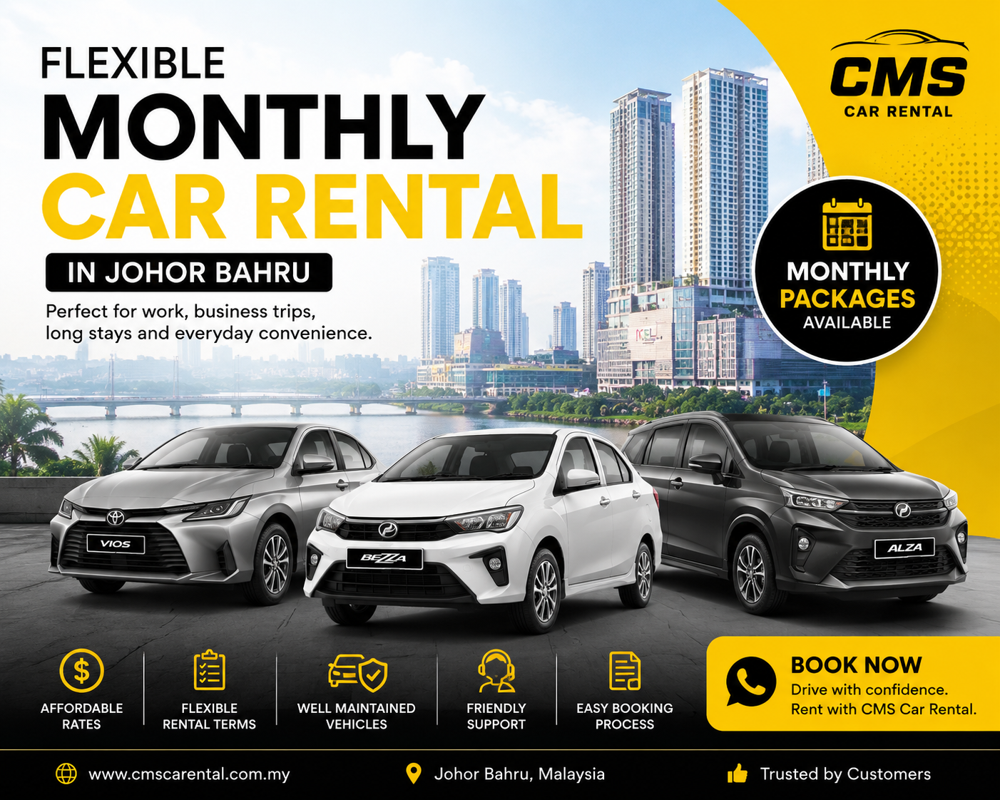 Flexible Monthly Car Rental in Johor Bahru